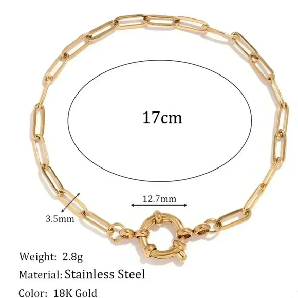 *NEW* 18K  Gold Plated Stainless Steel Nautical Inspired “O” Link Style Bracelet - Picture 5 of 7